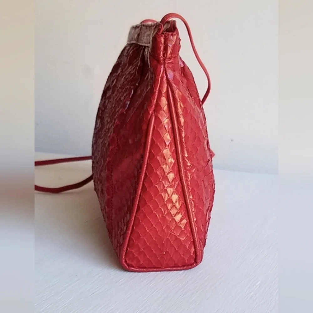 Vintage Palizzio Genuine Leather & Snakeskin Crossbody Hand Bag ⭐️⭐️ - Picture 13 of 16